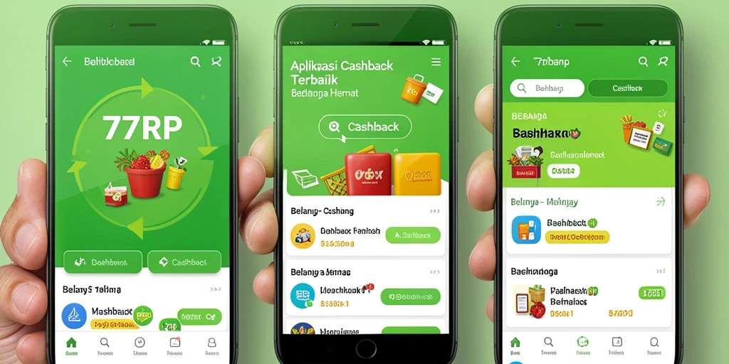 Tampilan antarmuka 77RP dengan berbagai penawaran cashback menarik.