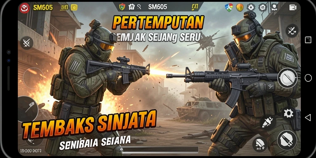 Tampilan antarmuka pertempuran di SM605 yang memukau dan futuristik.