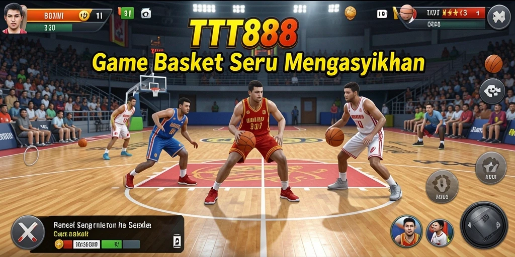 Antarmuka permainan TTT888 yang menampilkan aksi basket yang mengesankan.